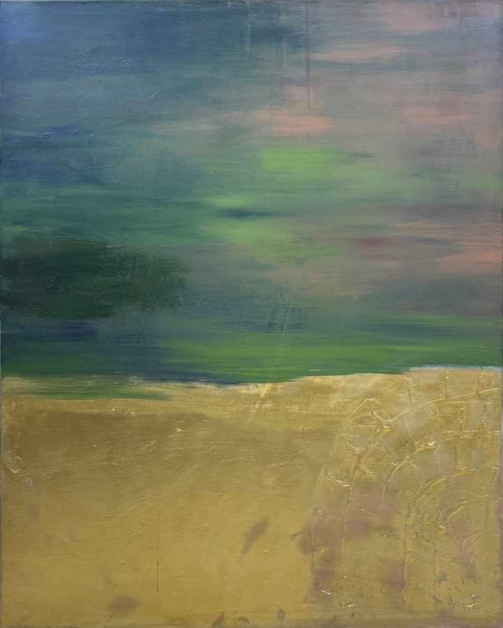 Lima I by Pau Escat, contemporary abstract mixed media landscape painting with gold relief on canvas, available at Tilsitt Gallery Porto